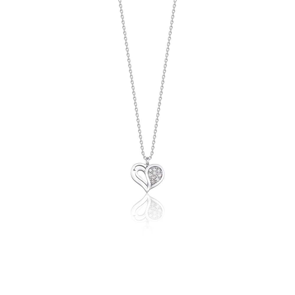 14K Solid Gold Heart Of Balance Diamond Necklace