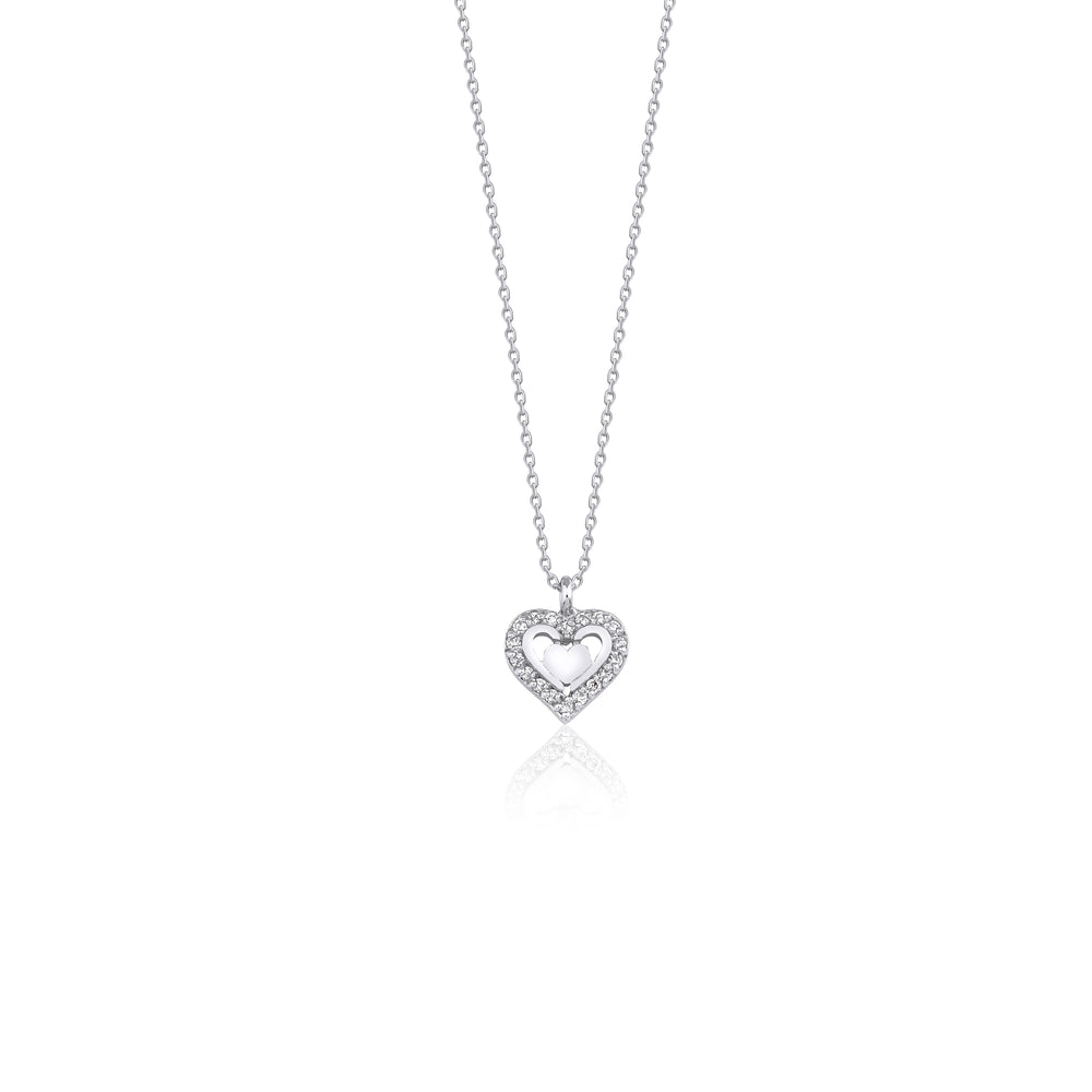 14K Solid Gold Harmonious Heart Diamond Necklace