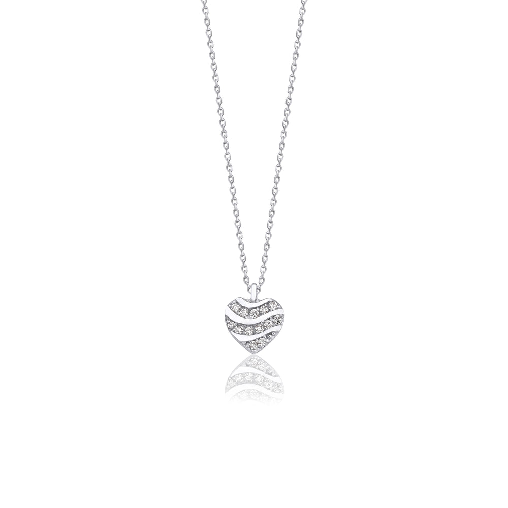 14K Solid Gold Layered Heart Diamond Necklace