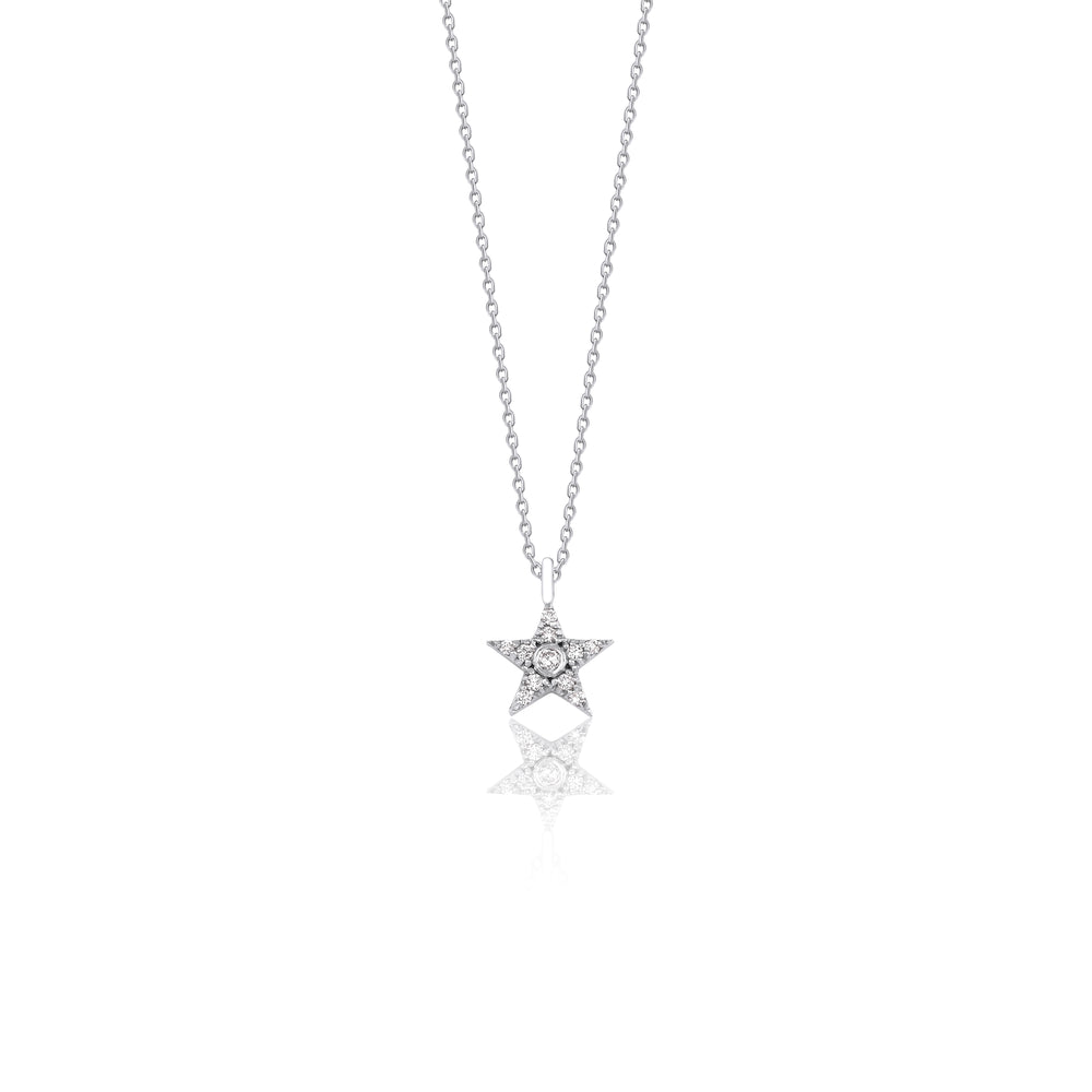 14K Solid Gold Celestial Radiant Star Diamond Necklace