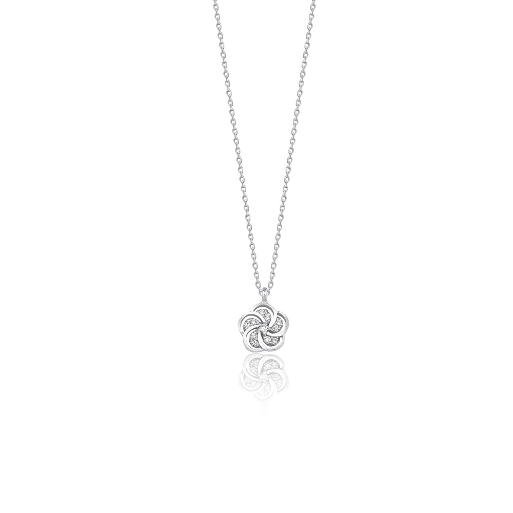 14K Solid Gold Aurora Spiral Diamond Necklace