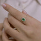 925 Sterling Silver Oval Entourage Green Ring