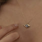 14K Solid Gold Navy Blue Evil Eye Necklace