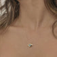 14K Solid Gold Light Blue Evil Eye Necklace