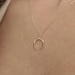 14K Solid Gold Crescent Half Moon Necklace