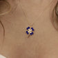 14K Solid Gold Navy Blue Clover Necklace