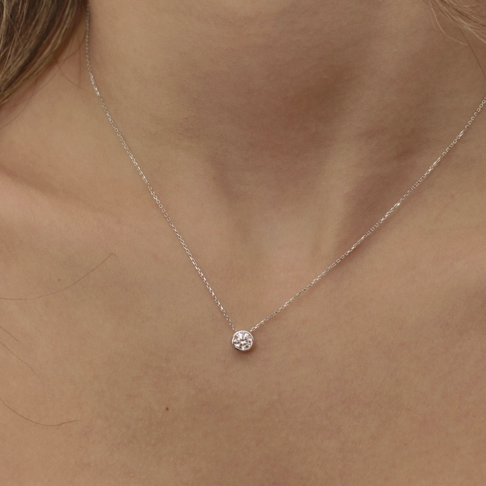 14K Solid Gold Solitaire Minimalist Necklace