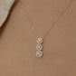 14K Solid Gold Olympic Triple Solitaire Necklace