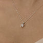 14K Solid Gold Nail Charm Solitaire Stone Necklace