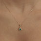 14K Solid Gold Minimalist Oval Emerald Necklace