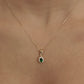 925 Sterling Silver Minimalist Oval Emerald Necklace