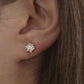 14K Solid Gold Crown Solitaire Stud Earrings