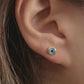 14K Solid Gold Evil Eye Solitaire Stud Earrings