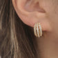 14K Solid Gold Three Row Open Huggie Earrings