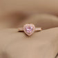 14K Solid Gold Pink Heart Shaped Ring