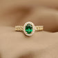 14K Solid Gold Oval Emerald Ring