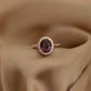 14K Solid Gold Oval Amethyst Ring