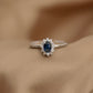 14K Solid Gold Oval Entourage Blue Ring