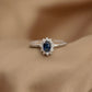 925 Sterling Silver Oval Entourage Blue Ring