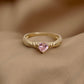 14K Solid Gold Minimalist Pink Heart Shaped Ring