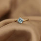 14K Solid Gold Blue Aquamarine Ring