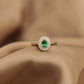 925 Sterling Silver Double Row Entourage Green Ring