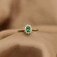 14K Solid Gold Oval Entourage Green Ring