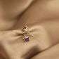 14K Solid Gold Square Amethyst Stud Earrings