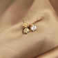 14K Solid Gold Crown Solitaire Stud Earrings