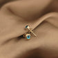 14K Solid Gold Evil Eye Solitaire Stud Earrings