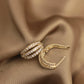 14K Solid Gold Three Row Open Huggie Earrings