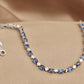 14K Solid Gold Oval Cut Tennis Bracelet Blue Stone