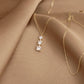 14K Solid Gold Triple Solitaire Necklace