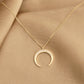 14K Solid Gold Crescent Half Moon Necklace