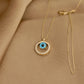 14K Solid Gold Minimalist Evil Eye Bead Bagel Necklace