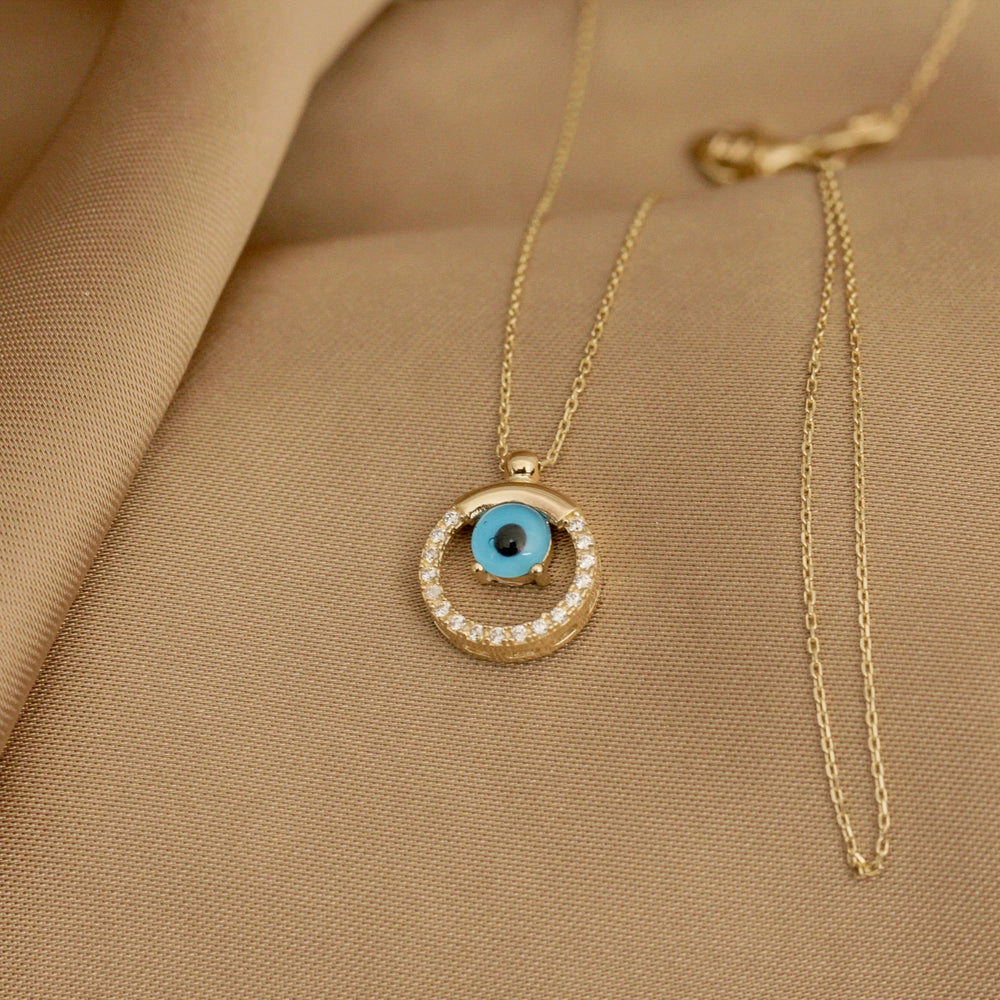 925 Sterling Silver Minimalist Evil Eye Bead Bagel Necklace