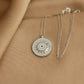 14K Solid Gold Trapeze Evil Eye Light Blue Necklace