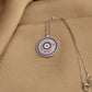 14K Solid Gold Trapeze Evil Eye Navy Blue Necklace