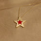 925 Sterling Silver Red Minimalist Star Necklace