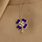 925 Sterling Silver Navy Blue Clover Necklace