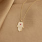 14K Solid Gold Hamsa Hand of Fatima Necklace