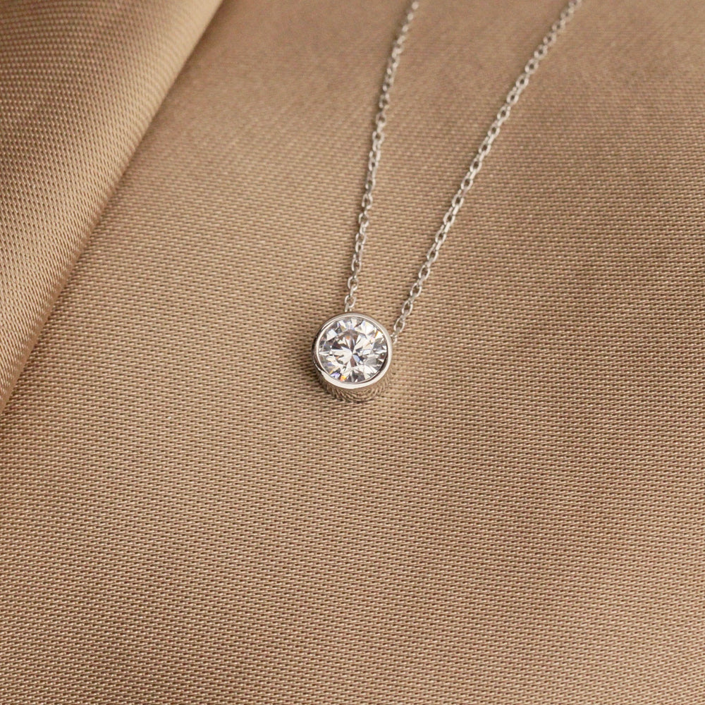 925 Sterling Silver Solitaire Minimalist Necklace