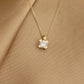 14K Solid Gold Heart Charm Solitaire Necklace