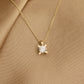 14K Solid Gold Wedge Nail Solitaire Stone Necklace