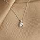 14K Solid Gold Nail Charm Solitaire Stone Necklace