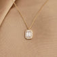 14K Solid Gold Minimalist Baguette Necklace