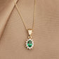 925 Sterling Silver Minimalist Oval Emerald Necklace