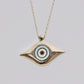 14K Solid Gold Light Blue Evil Eye Necklace