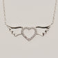 14K Solid Gold Angel Winged Heart Necklace