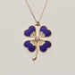 14K Solid Gold Navy Blue Clover Necklace